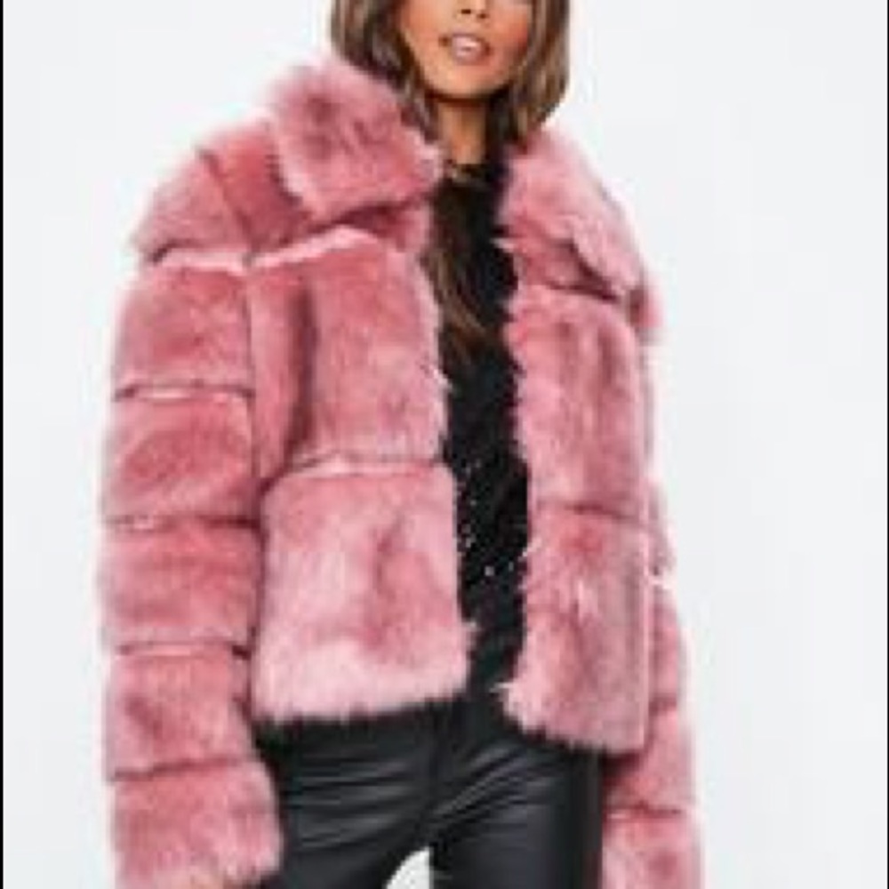 Missguided Blush faux fur cropped jacket